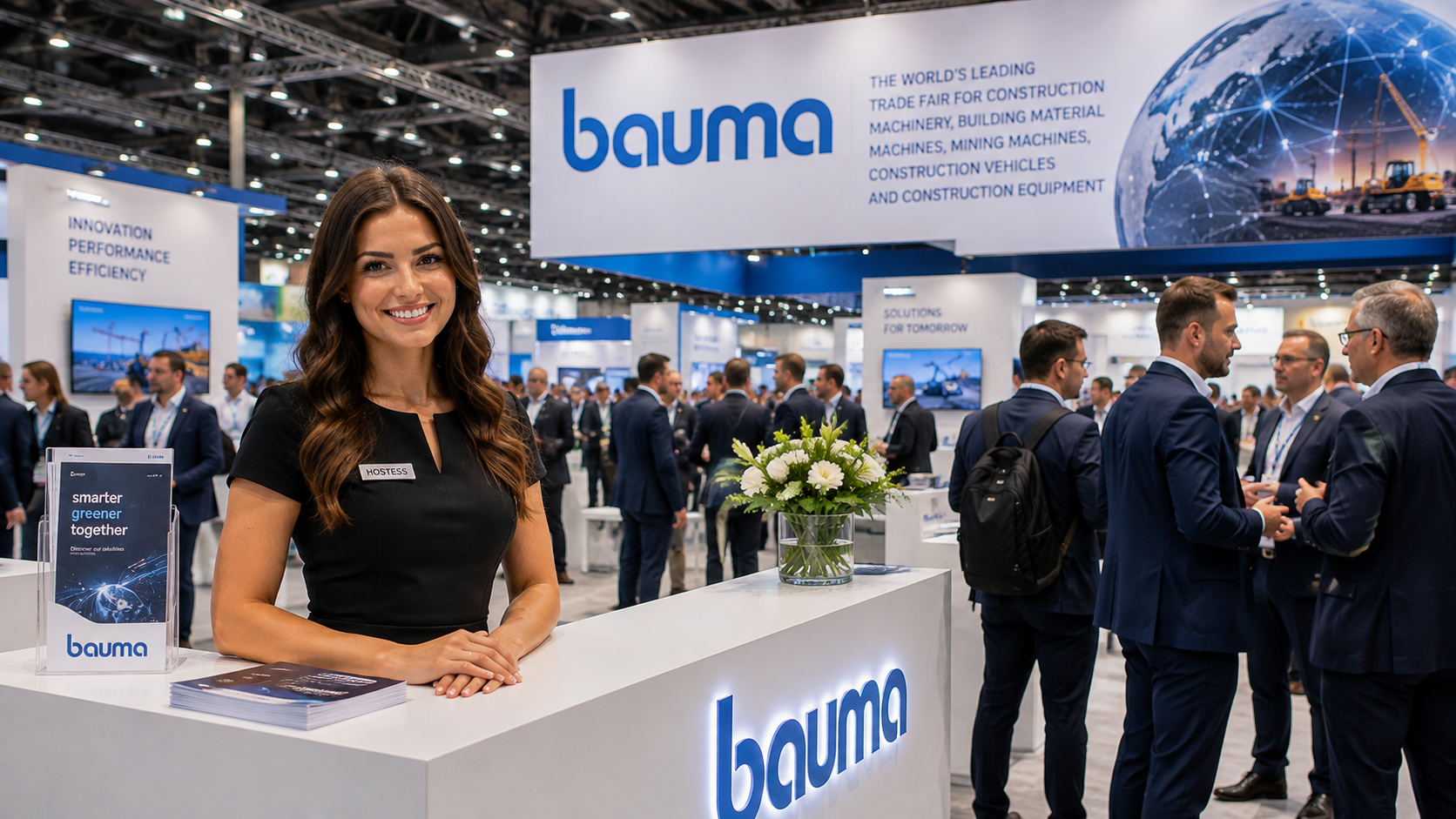 Hostess a un evento fieristico affollato in Germania